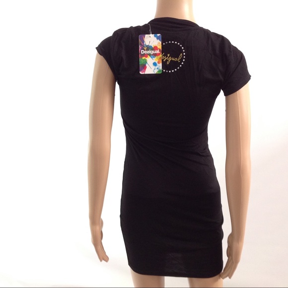 Desigual Women Mini Jersey Dress Size XS Black - Picture 3 of 8